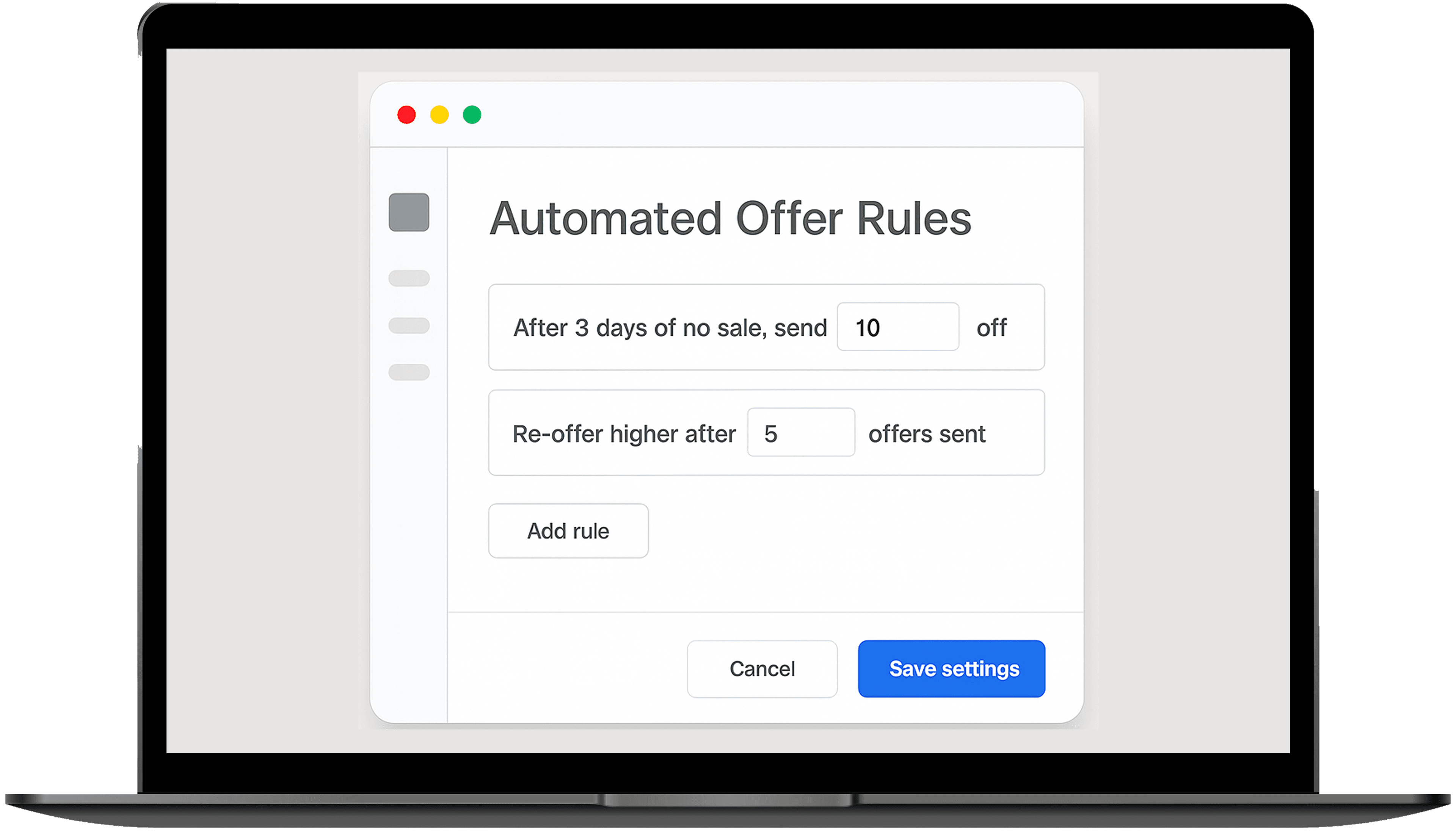 Setup automated offer sending rules