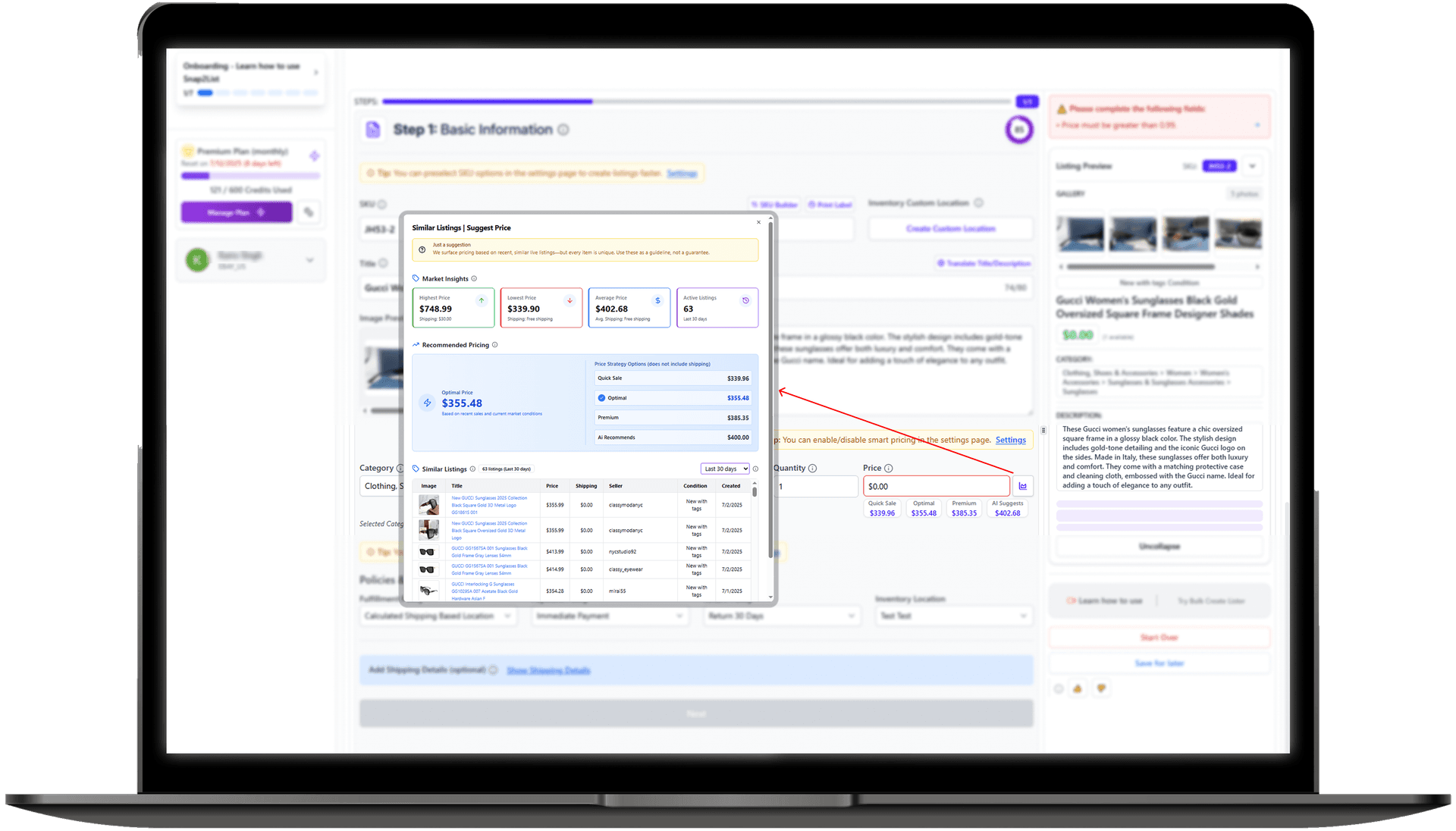 Real-time smart pricing dashboard with eBay market data analysis