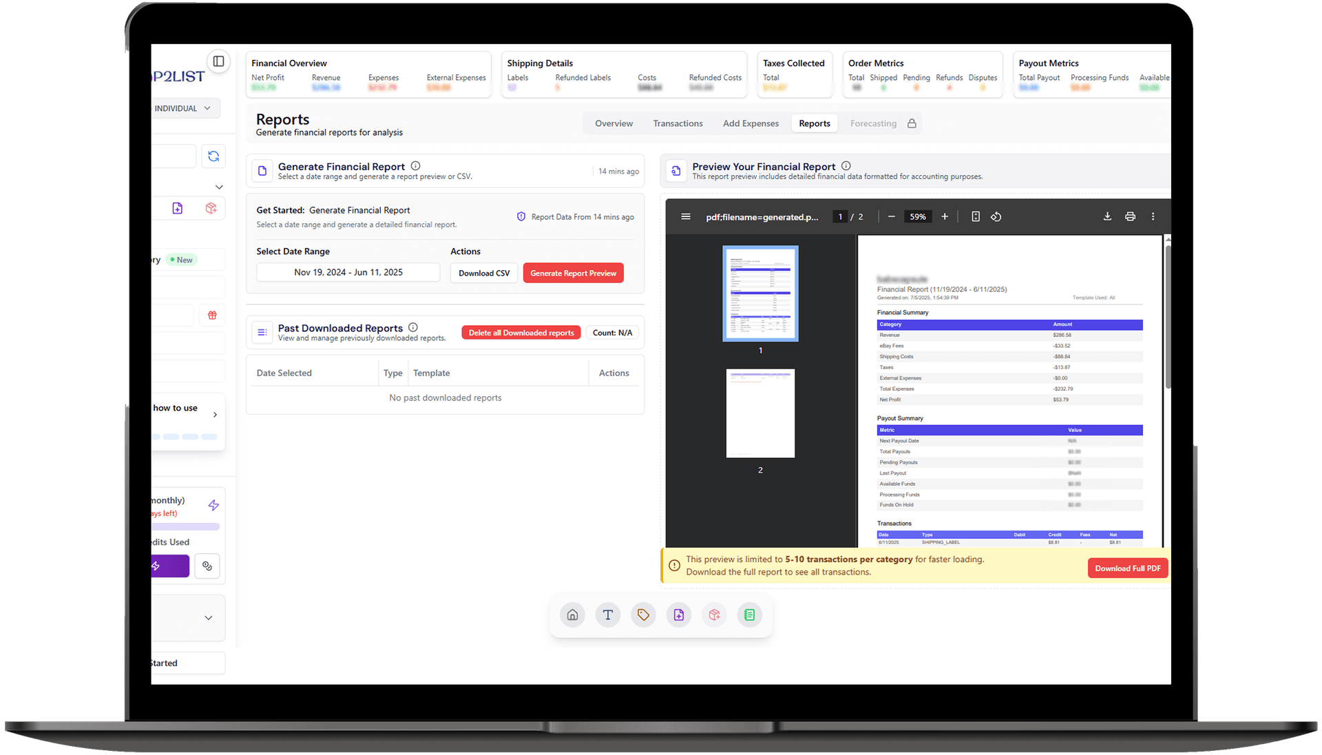 Enterprise financial reporting system with multi-format exports