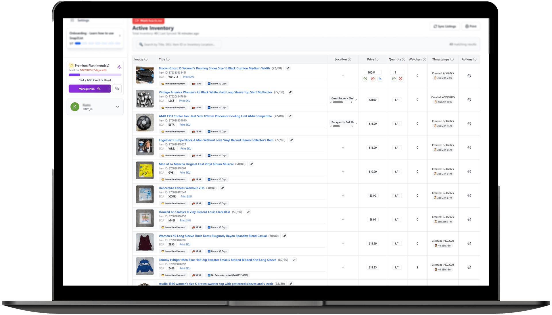 Professional eBay inventory dashboard with dual-API reliability