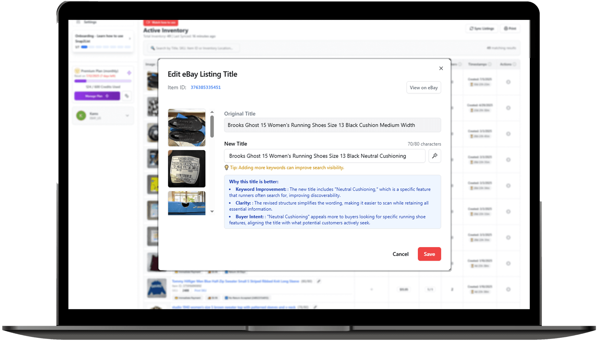 Integrated title editing from inventory dashboard