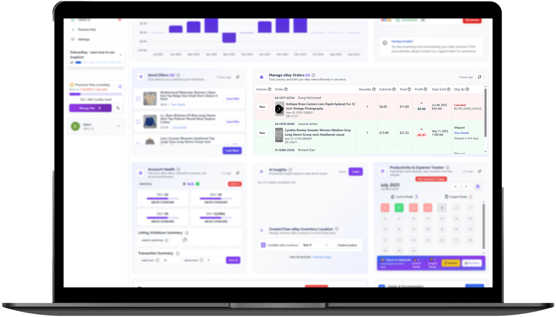 Professional order dashboard with advanced analytics and color-coding