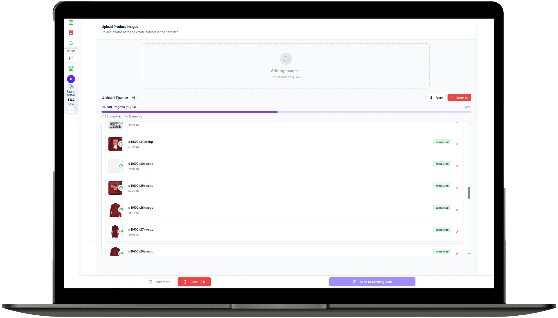 Advanced upload system with queue management and session persistence