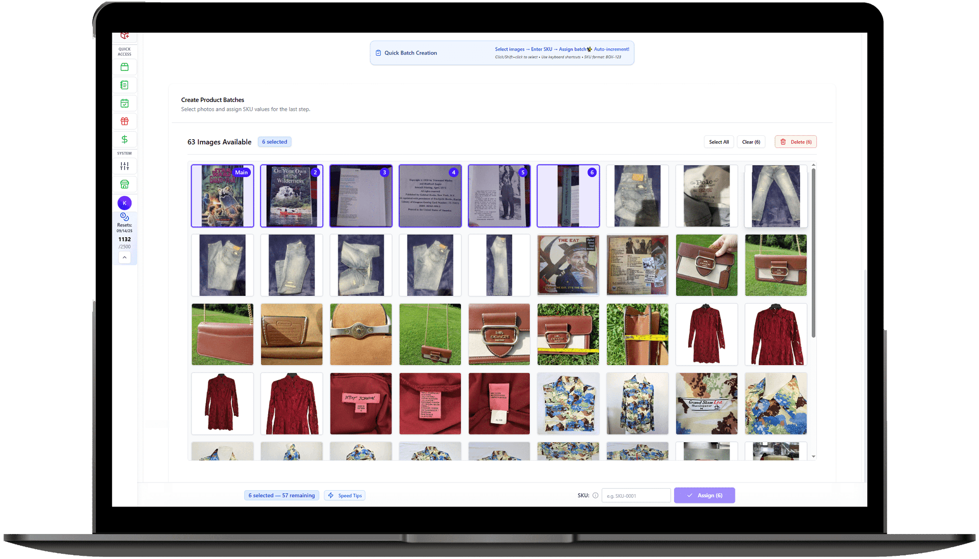 Intelligent batching interface with advanced selection capabilities