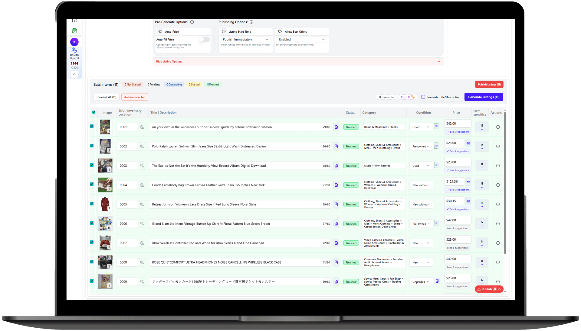 Enterprise edit and publish dashboard with advanced controls